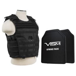 VISM by NcSTAR EXPERT PLATE CARRIER VEST WITH 11"X14' LEVEL III+ SHOOTERS CUT 2X HARD BALLISTIC PLATES/ BLACK (Color: Black)
