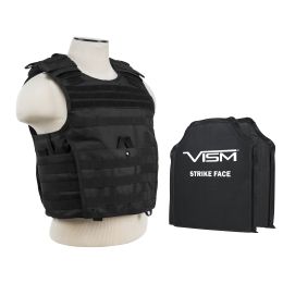 VISM by NcSTAR EXPERT PLATE CARRIER VEST (2XL+) WITH 10"X12' LEVEL IIIA SHOOTERS CUT 2X SOFT BALLISTIC PANELS/ EXTRA LARGE/BLACK (Color: Black)