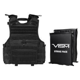 VISM by NcSTAR EXPERT PLATE CARRIER VEST (EXTRA SMALL-SMALL) WITH 8"X10' LEVEL IIIA RECTANGLE CUT 2X SOFT BALLISTIC PANELS/ SMALL/ BLACK (Color: Black)