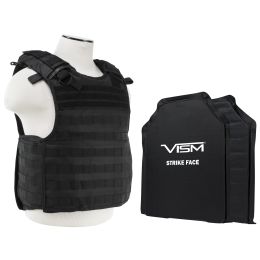VISM by NcSTAR QUICK RELEASE PLATE CARRIER VEST WITH 11"X14' LEVEL IIIA SHOOTERS CUT 2X SOFT BALLISTIC PANELS/ BLACK (Color: Black)